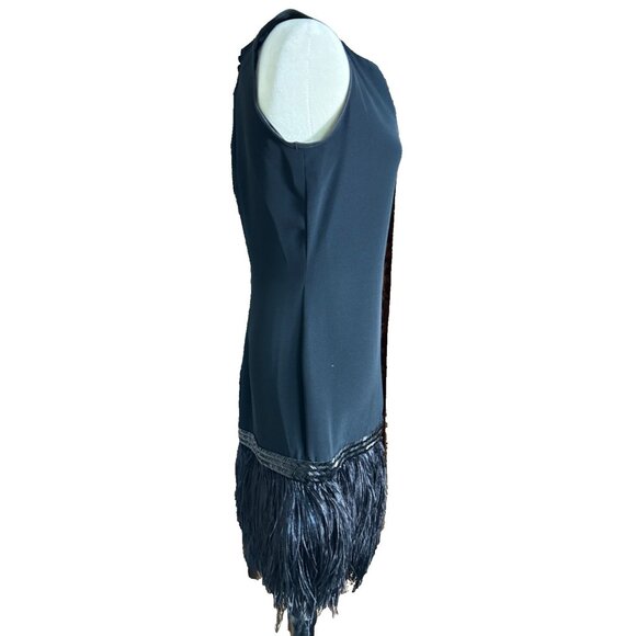 Vtg Albert Nipon Nights for Bergdorf Formal Little Black Dress Feathers READ - Picture 3 of 11